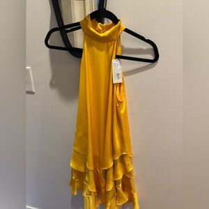 NWT Ramy Brook Shaina Tiered Mini Dress, Yellow Sz XS